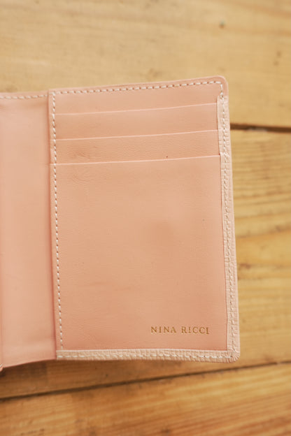 Nina Ricci Vintage Leather Light Pink Wallet Bifold Purse Gold Clasp