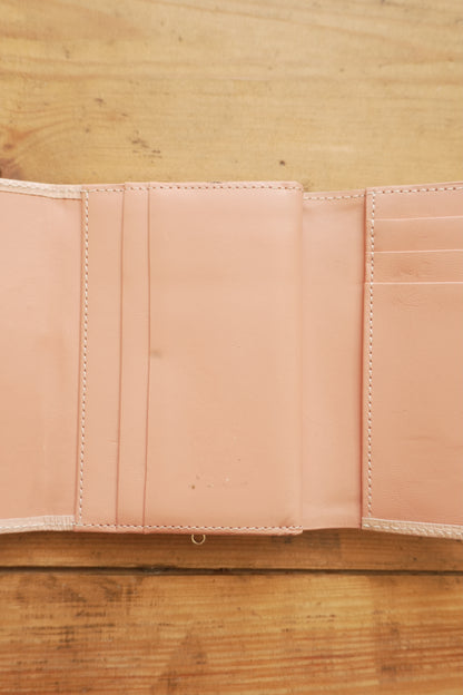 Nina Ricci Vintage Leather Light Pink Wallet Bifold Purse Gold Clasp