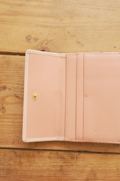 Nina Ricci Vintage Leather Light Pink Wallet Bifold Purse Gold Clasp