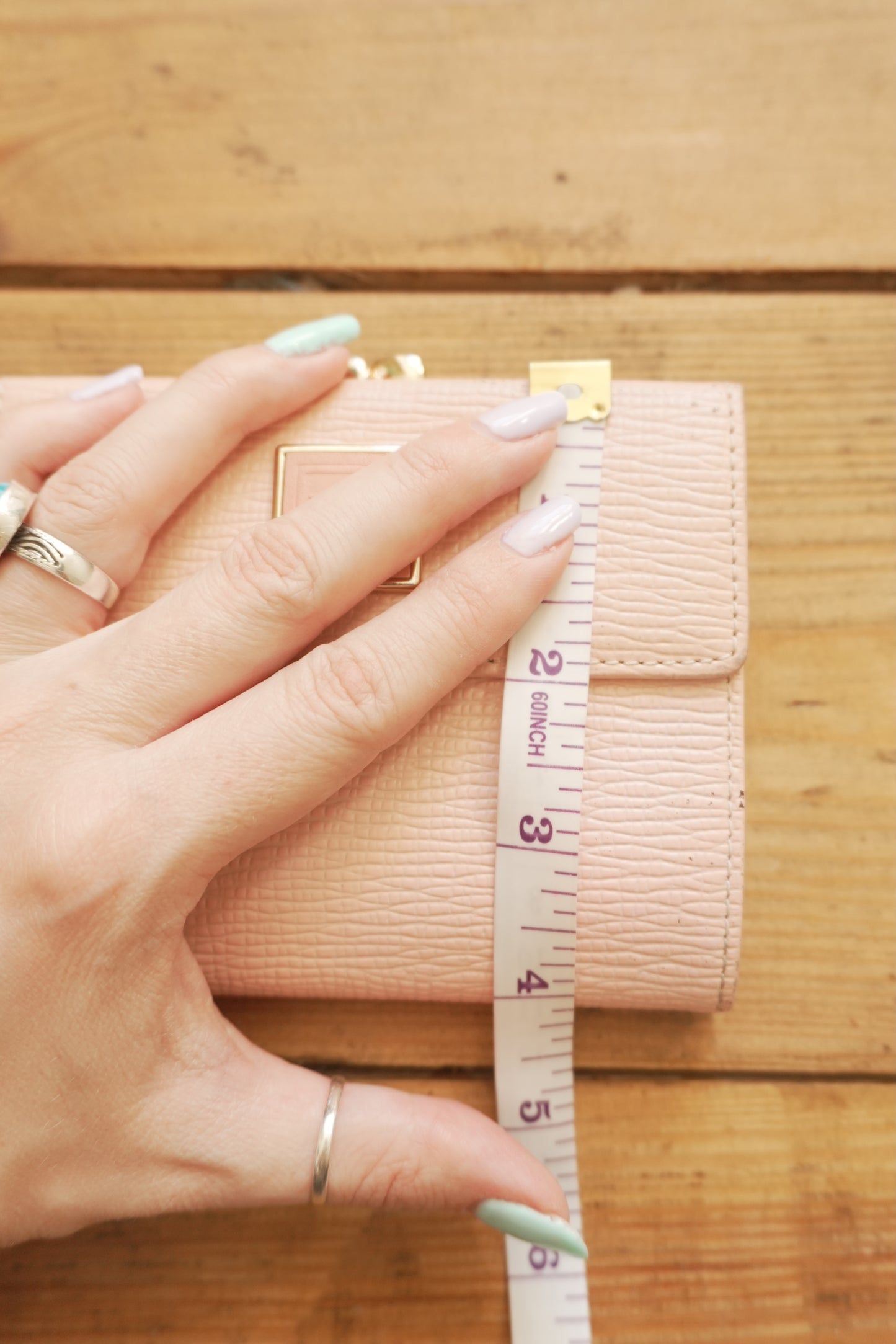 Nina Ricci Vintage Leather Light Pink Wallet Bifold Purse Gold Clasp