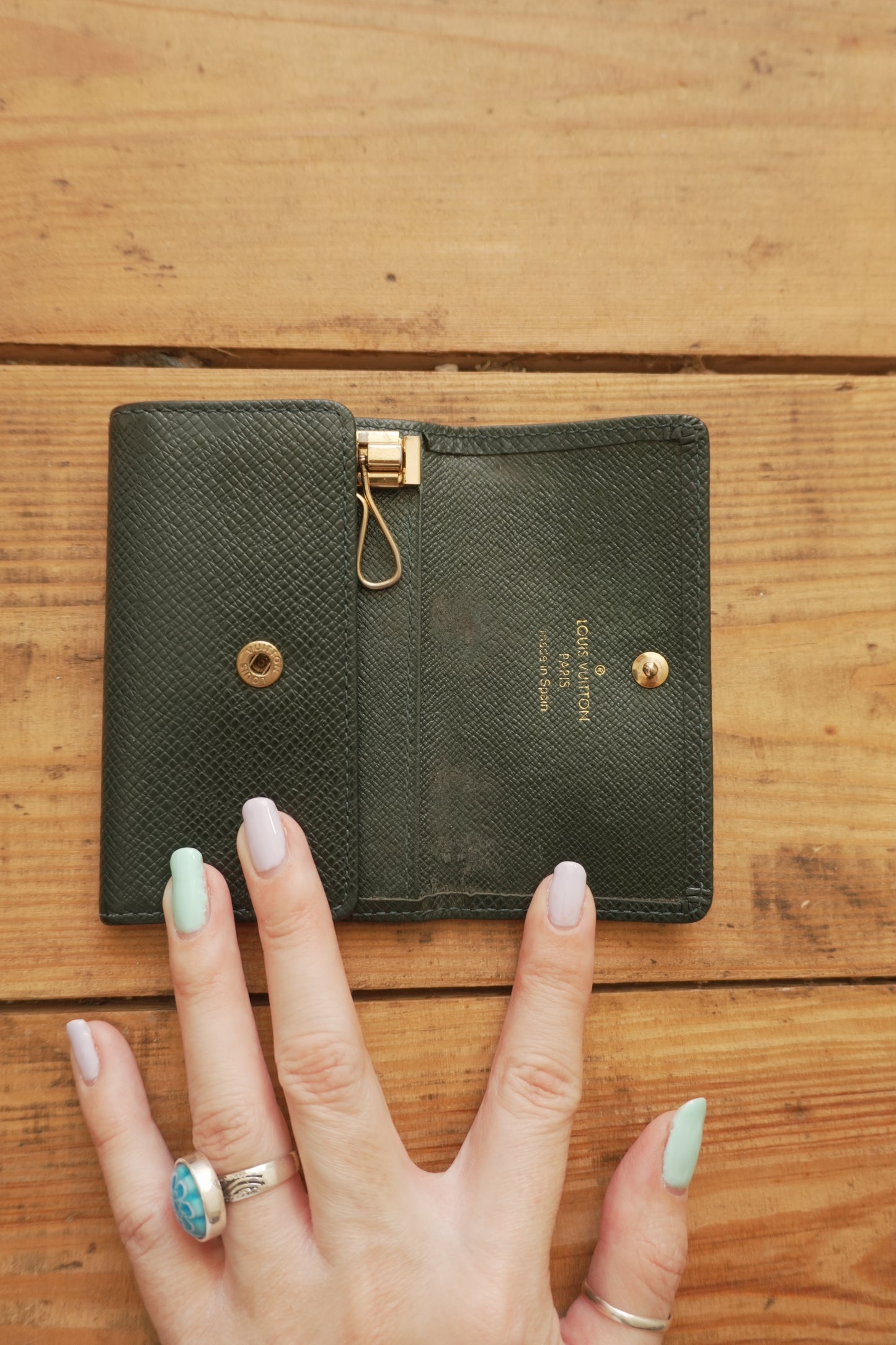 Louis Vuitton Green Leather Keycase Epi Leather Keyholder with Box
