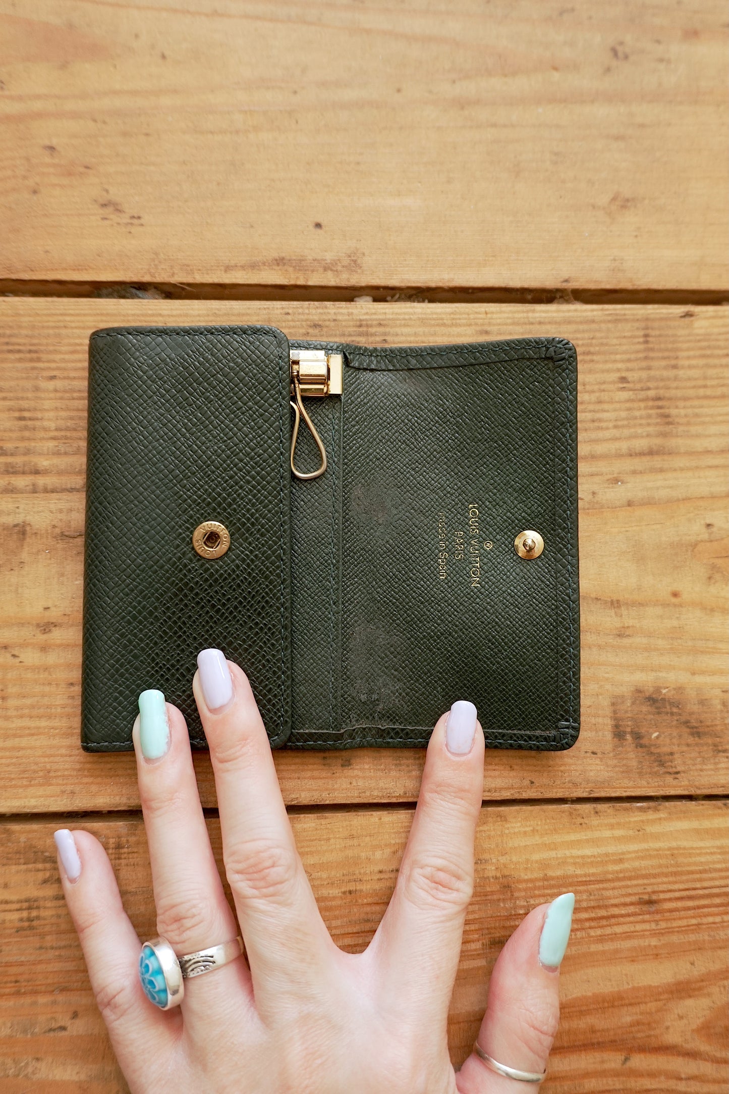 Louis Vuitton Green Leather Keycase Epi Leather Keyholder with Box