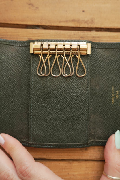 Louis Vuitton Green Leather Keycase Epi Leather Keyholder with Box
