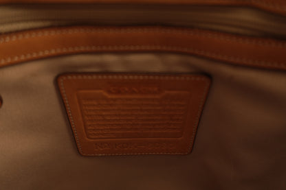 Coach Tote Bag Leather Canvas Red Tan Brown Hand Bag