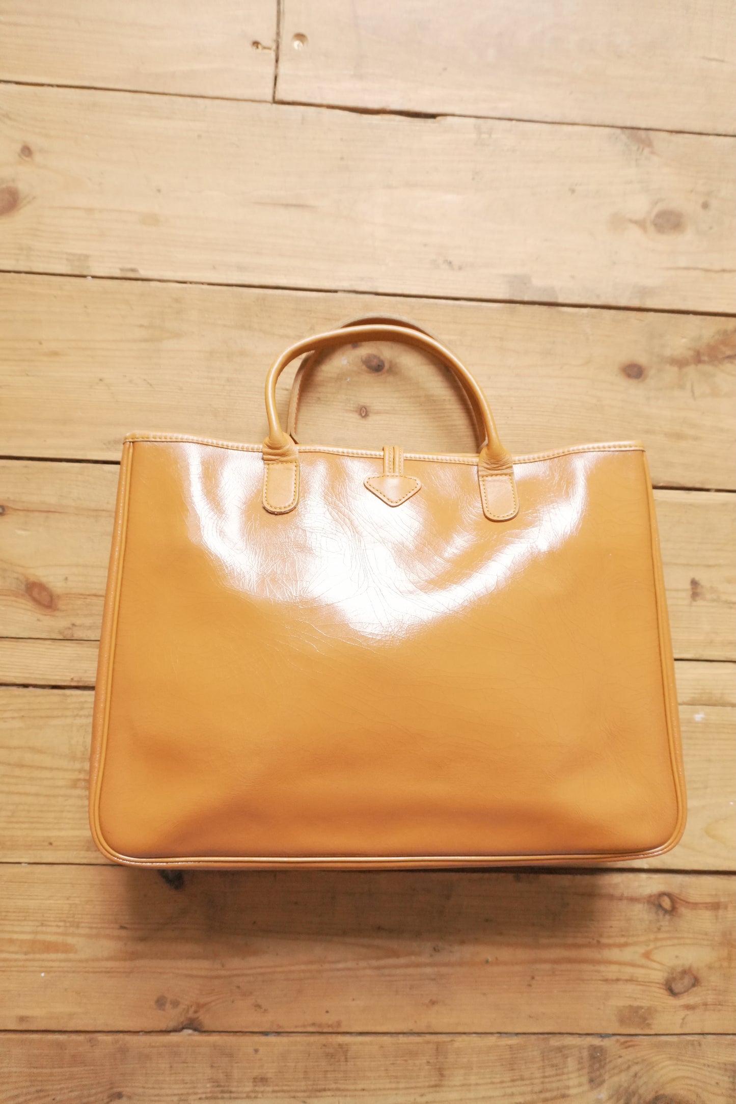 Longchamp Leather Tote Bag Orange Roseau Handbag Horse Logo with dust bag