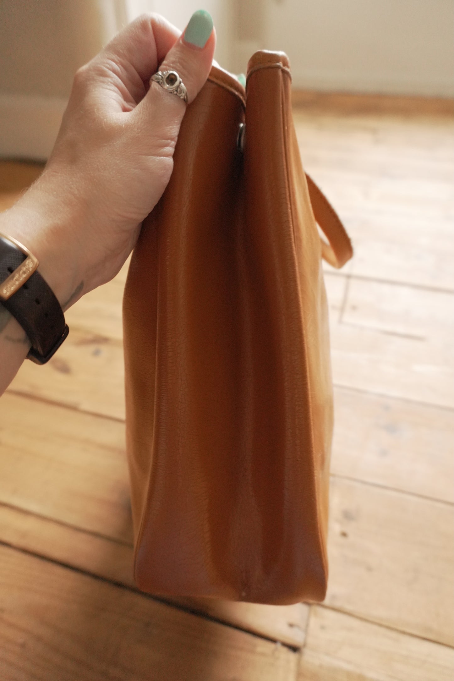 Longchamp Leather Tote Bag Orange Roseau Handbag Horse Logo with dust bag