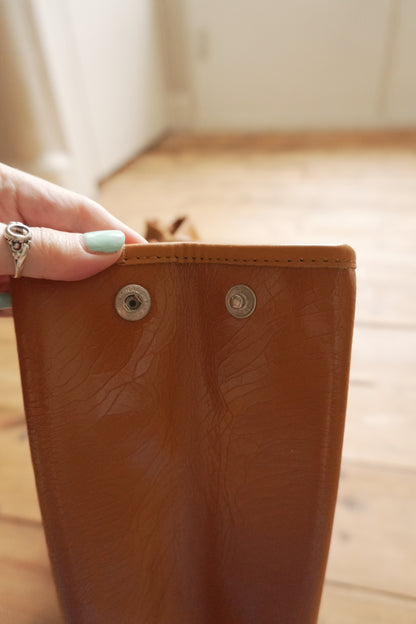 Longchamp Leather Tote Bag Orange Roseau Handbag Horse Logo with dust bag