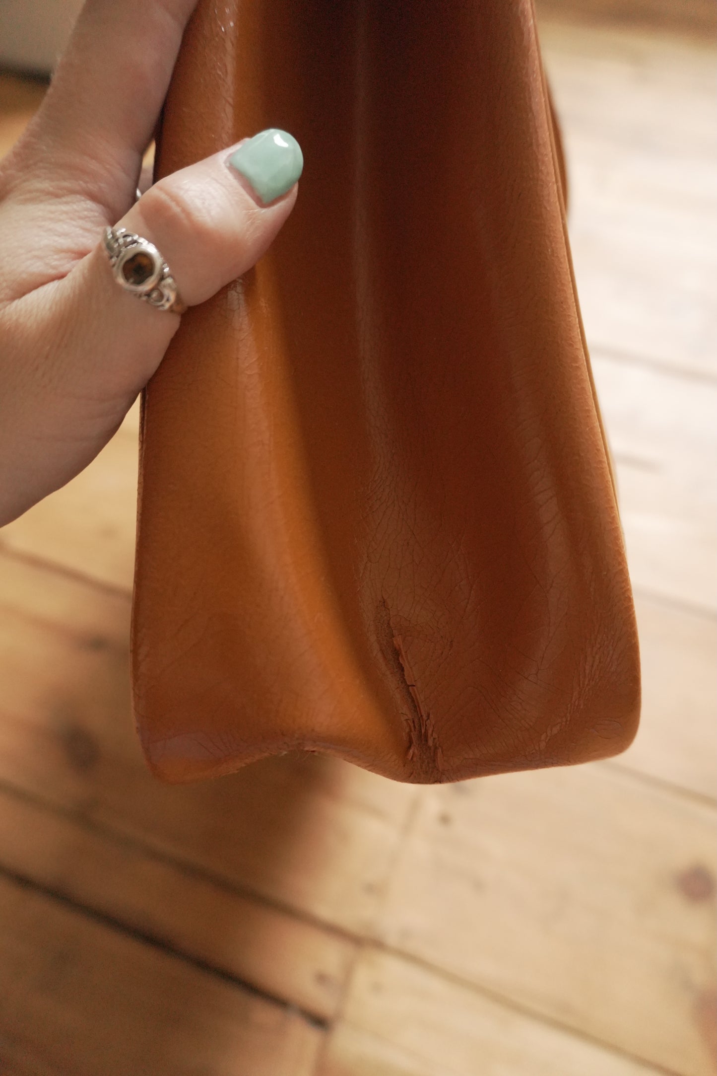 Longchamp Leather Tote Bag Orange Roseau Handbag Horse Logo with dust bag