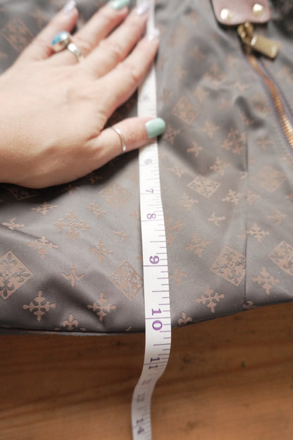 Russet Tote Bag Brown Nylon Geometric Pattern Pink Double Handle Hand Bag Shopper Gold Hardware