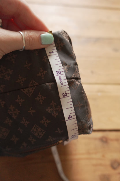 Russet Tote Bag Brown Nylon Geometric Pattern Pink Double Handle Hand Bag Shopper Gold Hardware