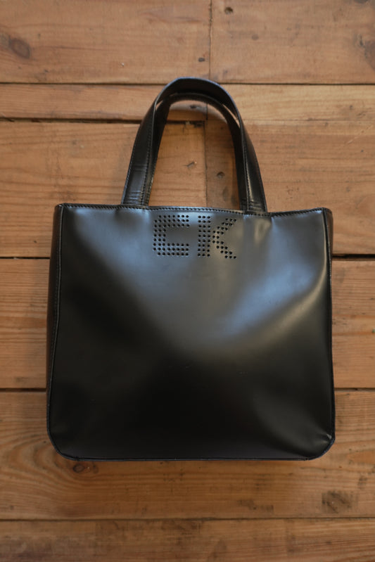 Calvin Klein Vintage Black Leather Tote Bag Women's Handbag Double Handle