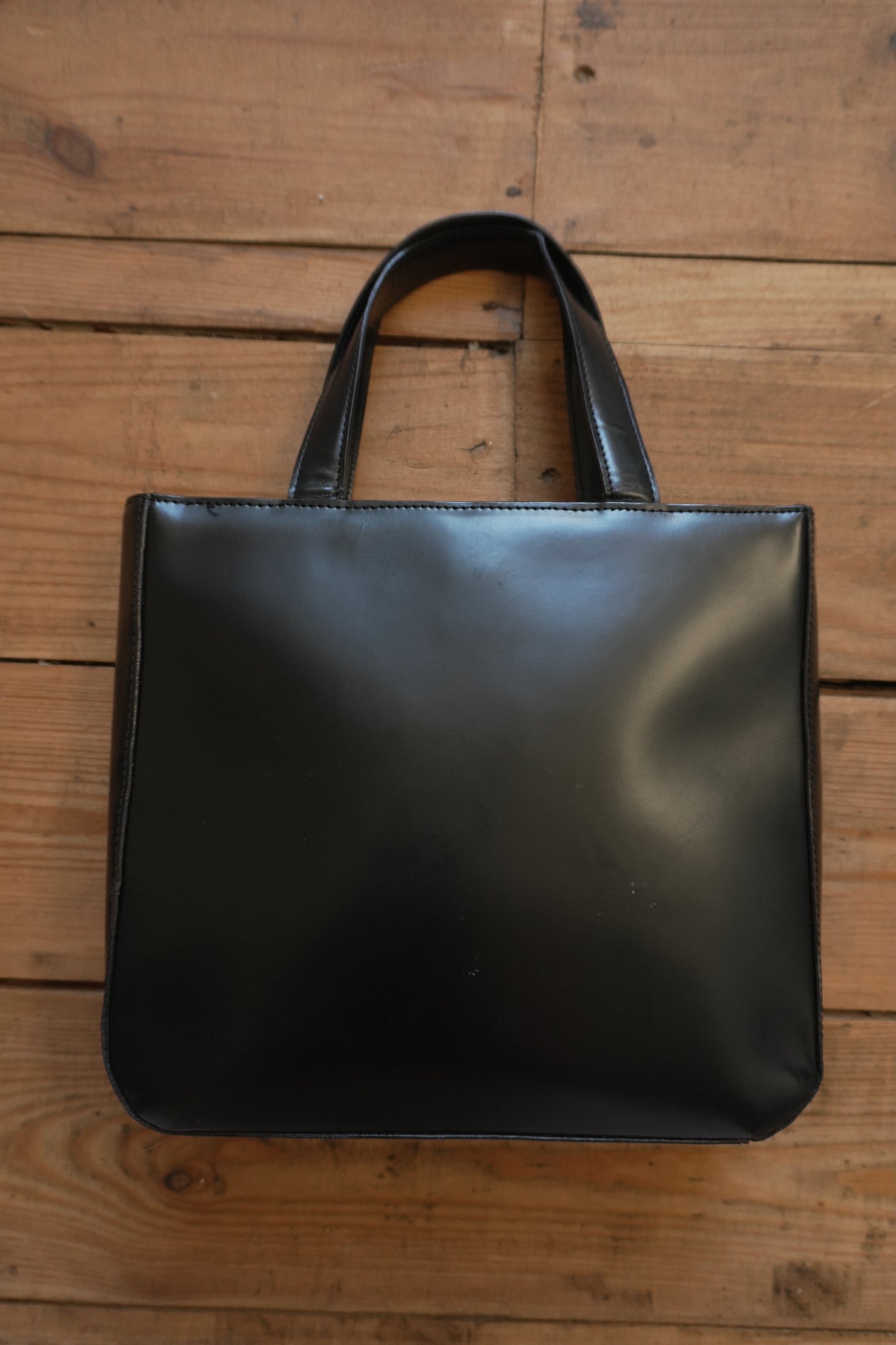 Calvin Klein Vintage Black Leather Tote Bag Women's Handbag Double Handle