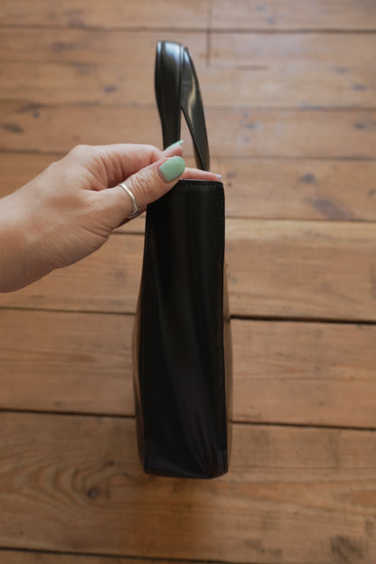 Calvin Klein Vintage Black Leather Tote Bag Women's Handbag Double Handle