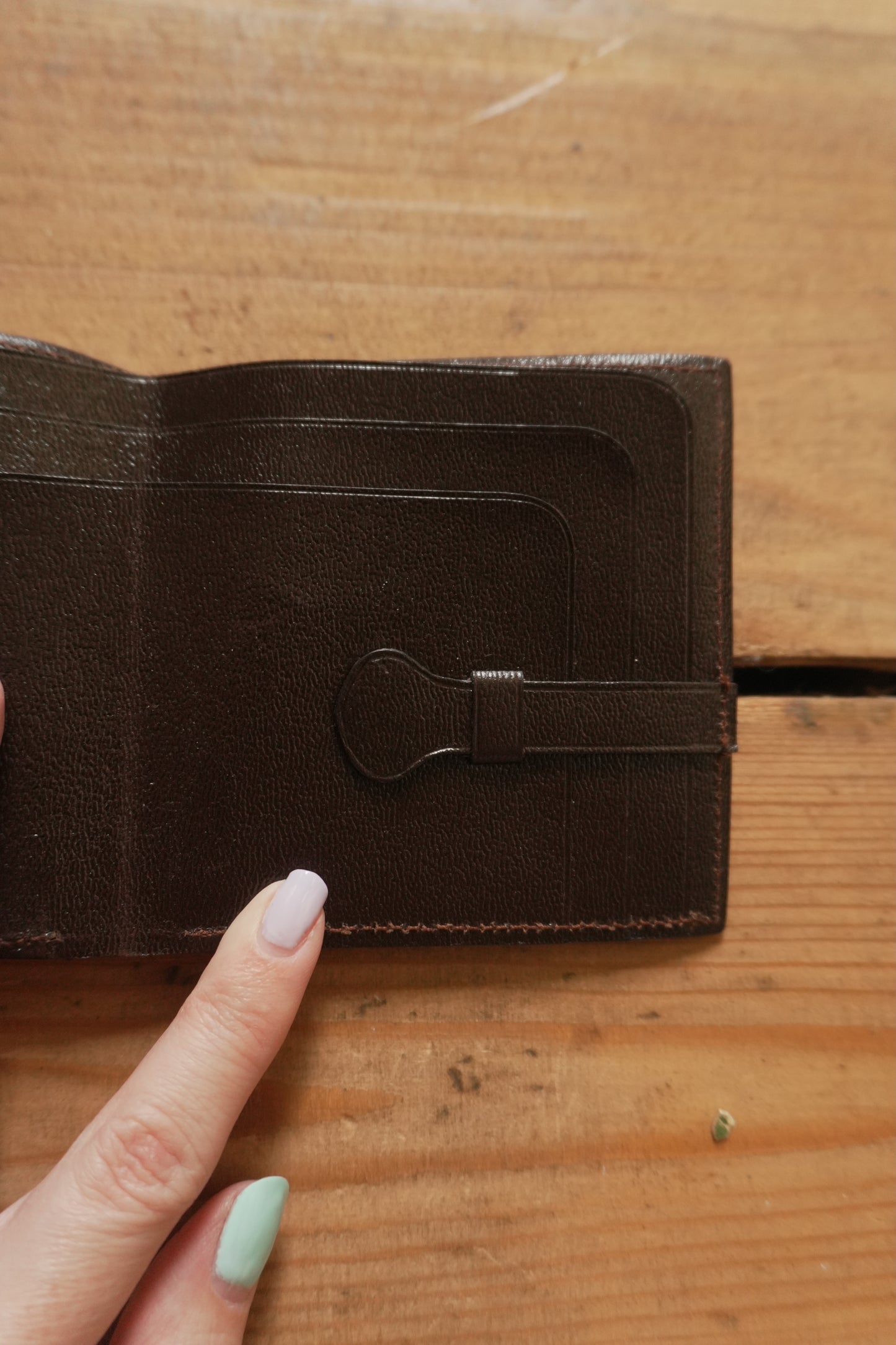 Vintage Brown Leather Wallet Morabito Paris Bi-Fold Monogram Print Men's