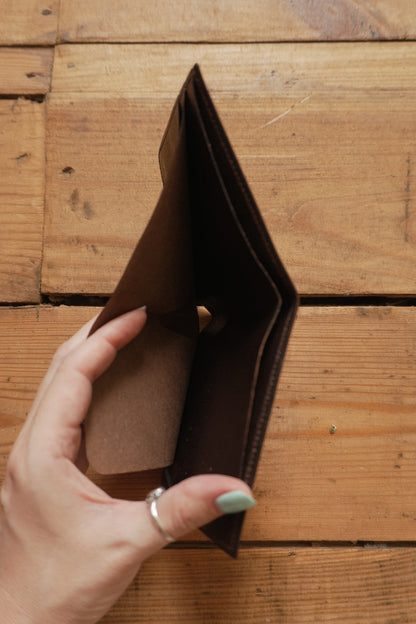 Vintage Brown Leather Wallet Morabito Paris Bi-Fold Monogram Print Men's