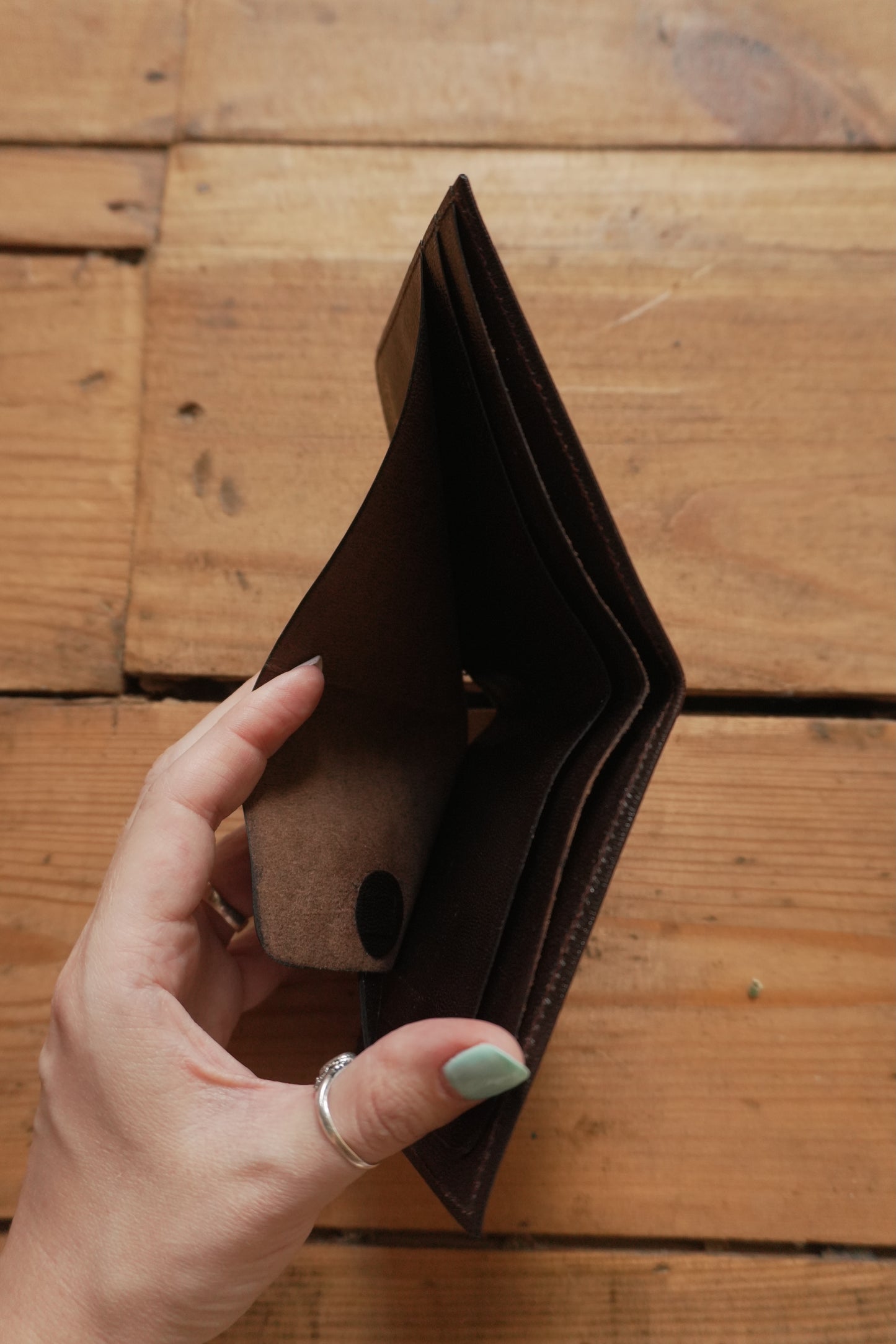 Vintage Brown Leather Wallet Morabito Paris Bi-Fold Monogram Print Men's