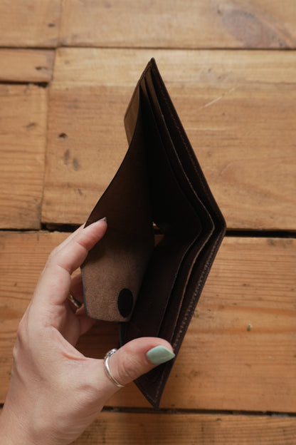 Vintage Brown Leather Wallet Morabito Paris Bi-Fold Monogram Print Men's