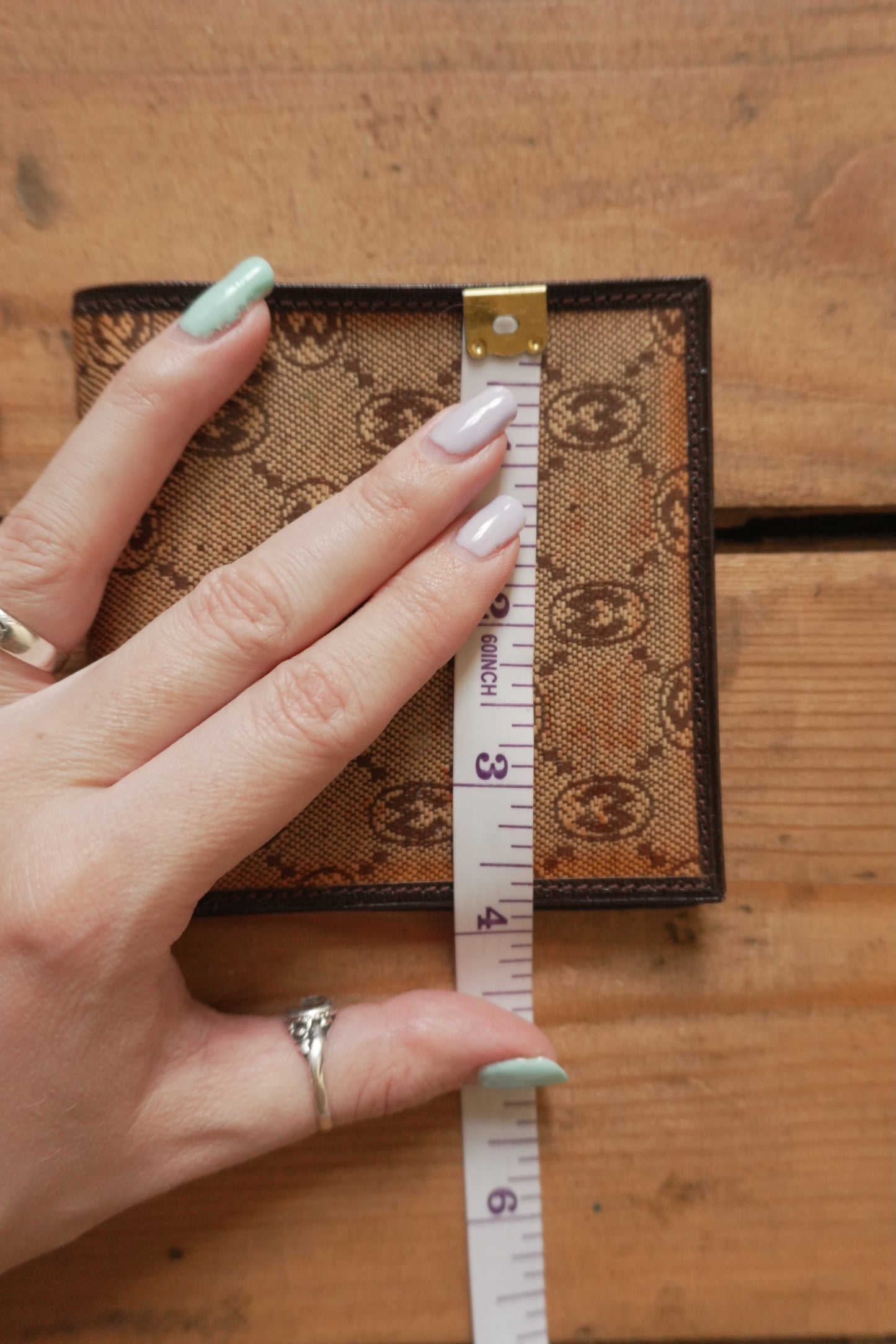 Vintage Brown Leather Wallet Morabito Paris Bi-Fold Monogram Print Men's