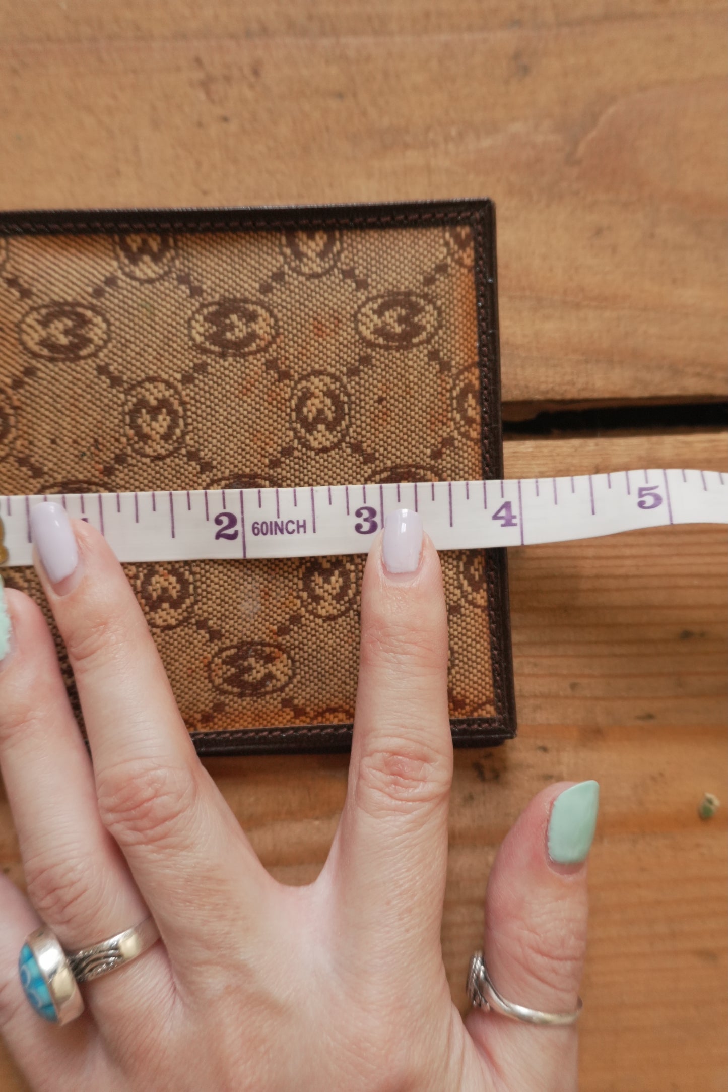 Vintage Brown Leather Wallet Morabito Paris Bi-Fold Monogram Print Men's