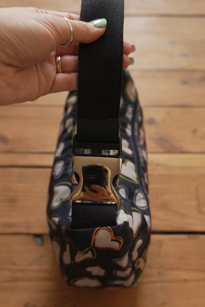 LeSportsac Handbag Heart Pattern Navy Blue White Nylon Women's