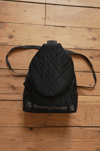 Valentino Backpack Black Quilted Gold Hardware Crossbody Double Straps
