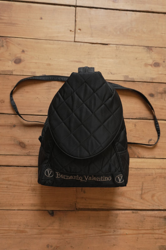 Valentino Backpack Black Quilted Gold Hardware Crossbody Double Straps