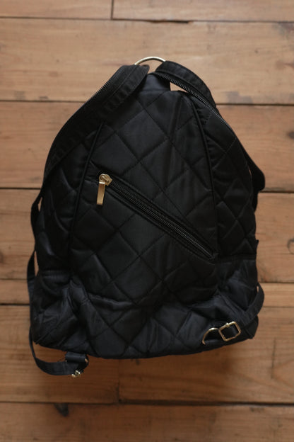 Valentino Backpack Black Quilted Gold Hardware Crossbody Double Straps