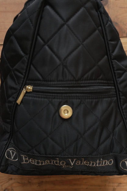 Valentino Backpack Black Quilted Gold Hardware Crossbody Double Straps