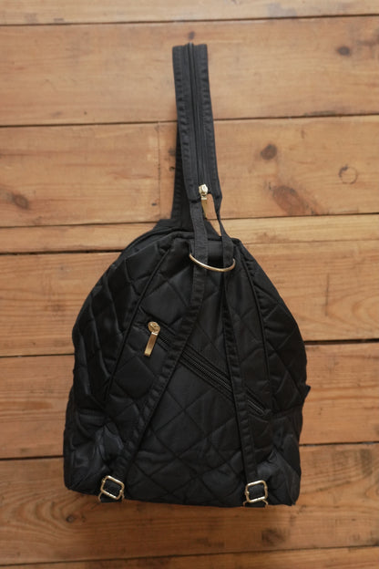 Valentino Backpack Black Quilted Gold Hardware Crossbody Double Straps