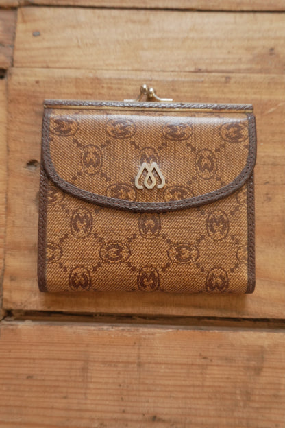 Vintage Brown Leather Purse Wallet Morabito Gold Harware