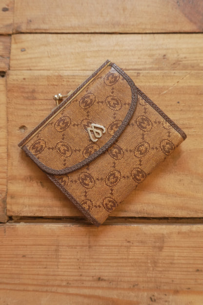 Vintage Brown Leather Purse Wallet Morabito Gold Harware