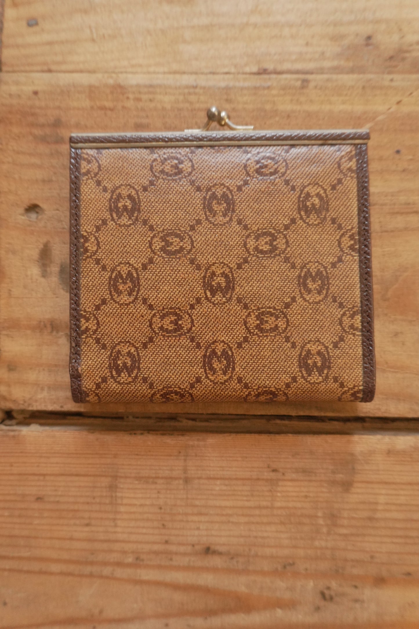 Vintage Brown Leather Purse Wallet Morabito Gold Harware