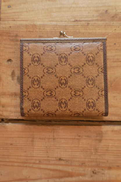 Vintage Brown Leather Purse Wallet Morabito Gold Harware