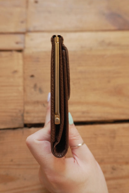 Vintage Brown Leather Purse Wallet Morabito Gold Harware