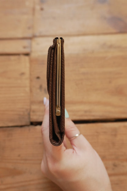 Vintage Brown Leather Purse Wallet Morabito Gold Harware