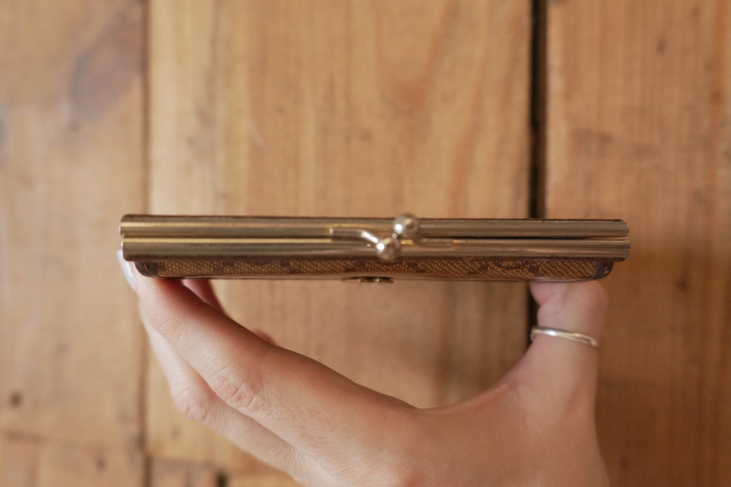 Vintage Brown Leather Purse Wallet Morabito Gold Harware