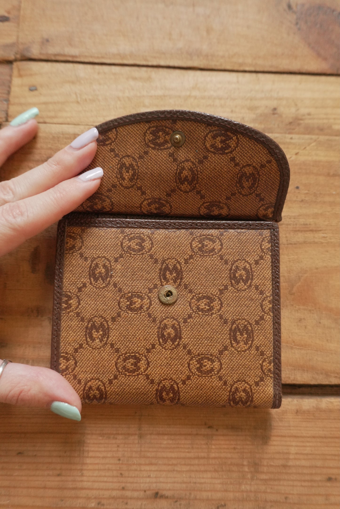 Vintage Brown Leather Purse Wallet Morabito Gold Harware