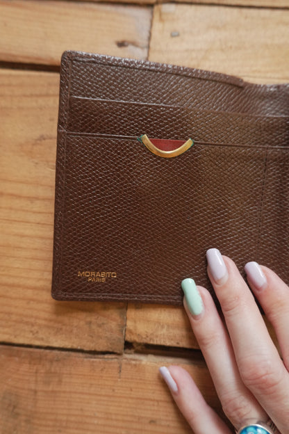 Vintage Brown Leather Purse Wallet Morabito Gold Harware