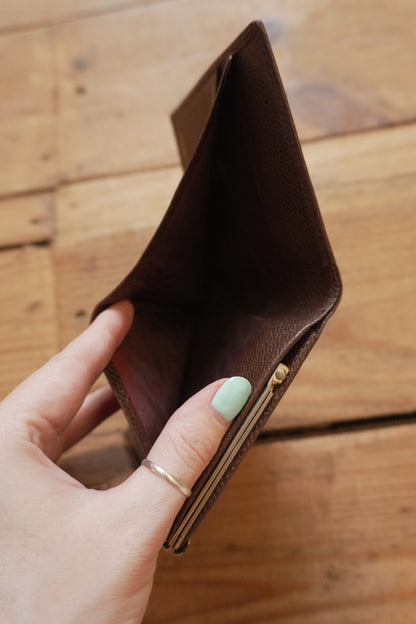 Vintage Brown Leather Purse Wallet Morabito Gold Harware