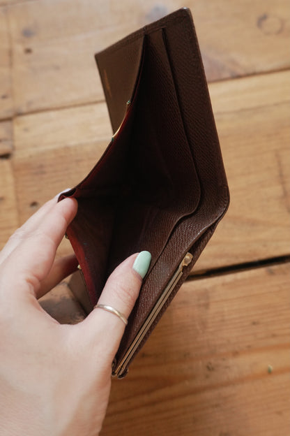 Vintage Brown Leather Purse Wallet Morabito Gold Harware