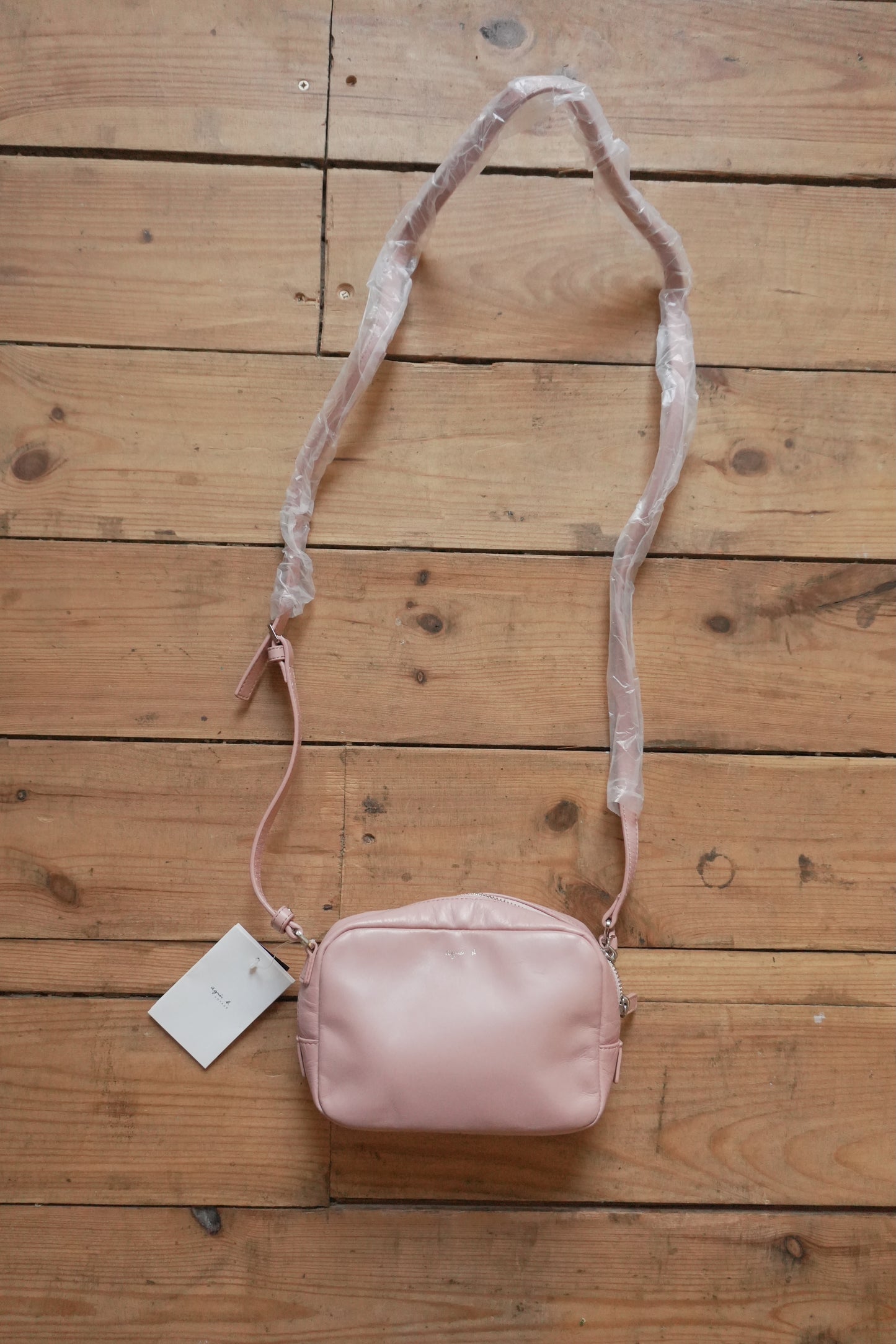 Vintage Pink Leather Crossbody Bag Aigner Handbag Double Zip