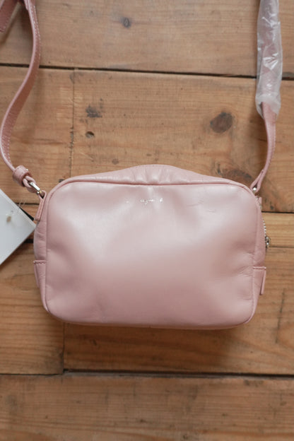 Vintage Pink Leather Crossbody Bag Aigner Handbag Double Zip