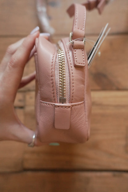 Vintage Pink Leather Crossbody Bag Aigner Handbag Double Zip