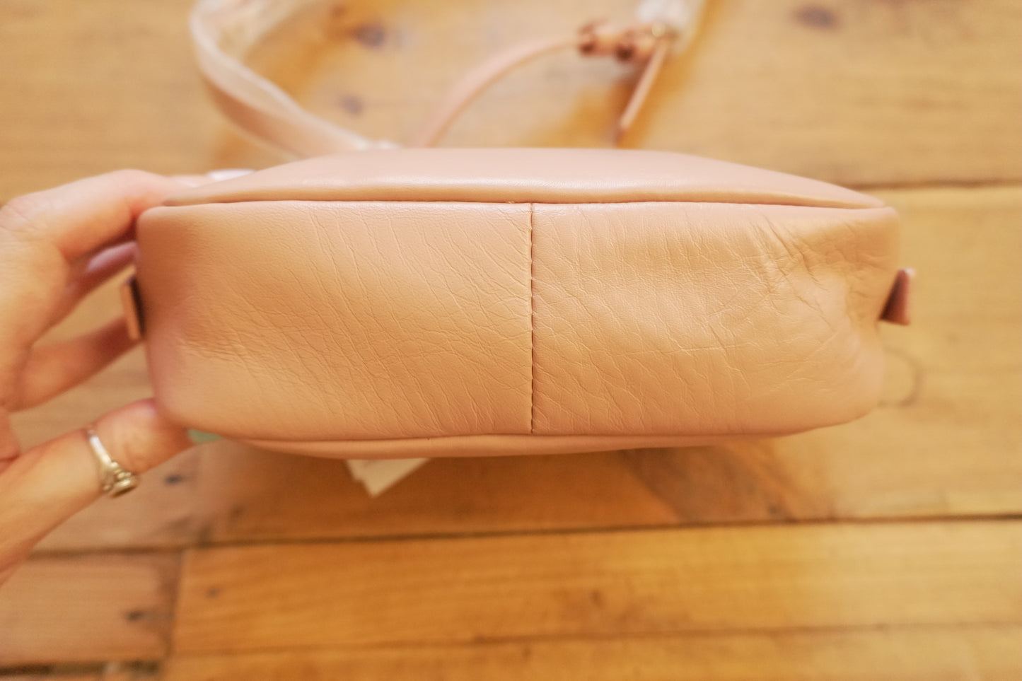 Vintage Pink Leather Crossbody Bag Aigner Handbag Double Zip