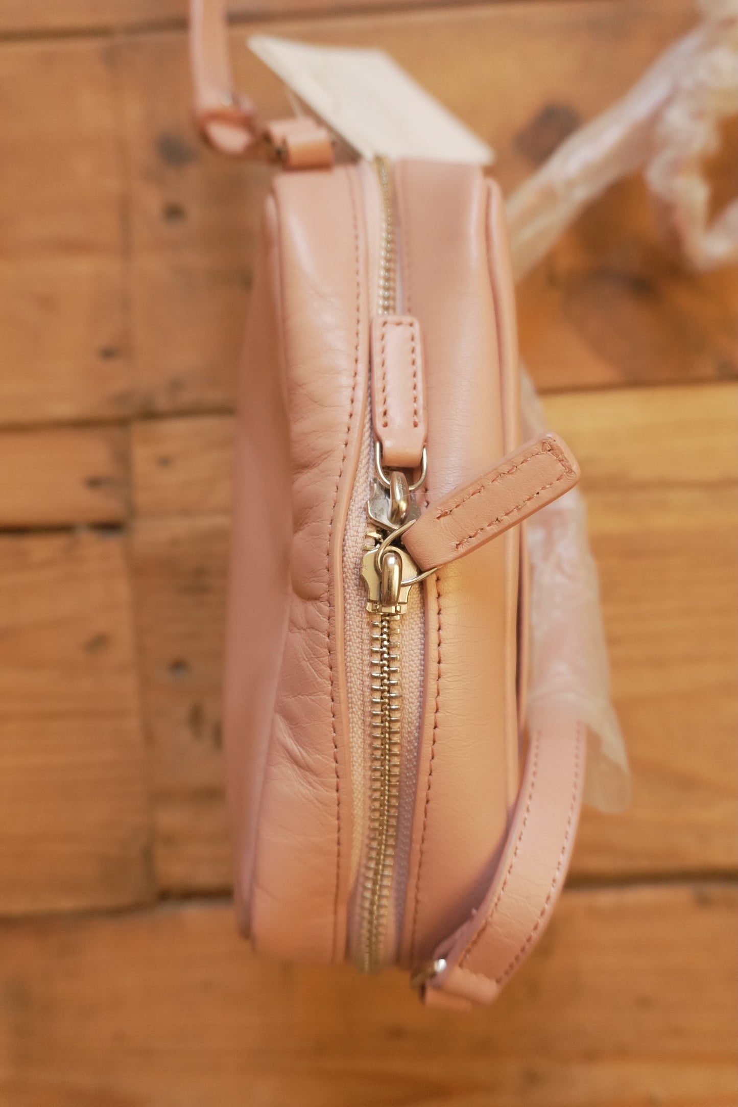 Vintage Pink Leather Crossbody Bag Aigner Handbag Double Zip