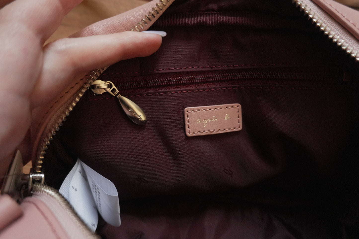 Vintage Pink Leather Crossbody Bag Aigner Handbag Double Zip