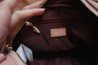 Vintage Pink Leather Crossbody Bag Aigner Handbag Double Zip