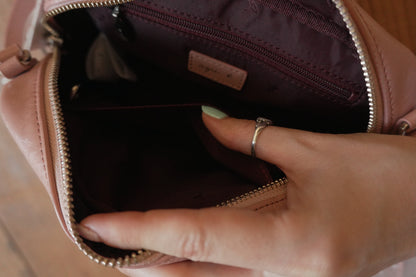 Vintage Pink Leather Crossbody Bag Aigner Handbag Double Zip