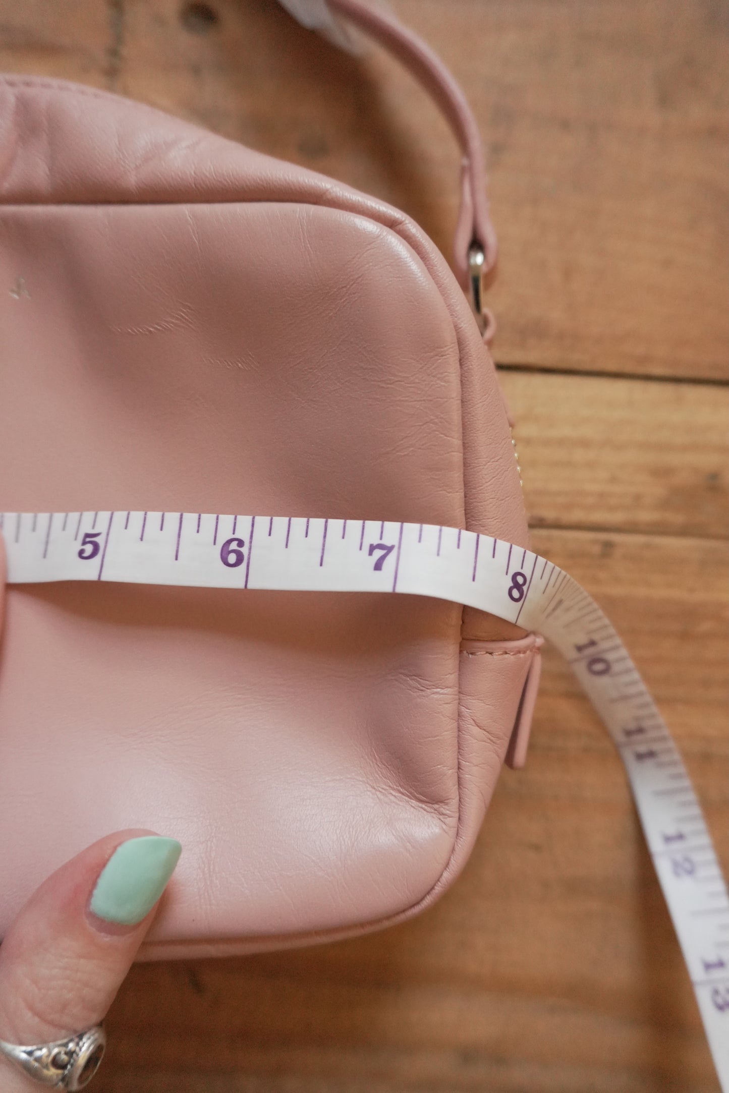 Vintage Pink Leather Crossbody Bag Aigner Handbag Double Zip