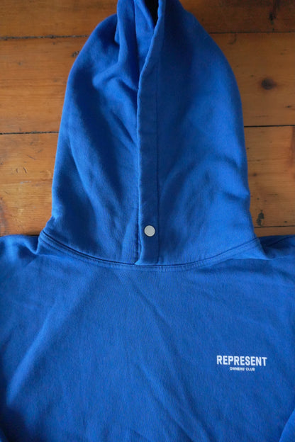 Represent Owners Club Hoodie – Cobalt Blue, Oversized Fit Men’s Large Sweatshirt